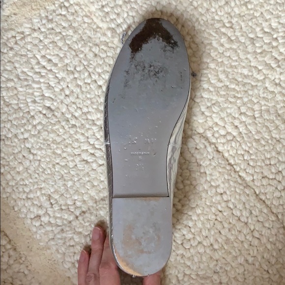 French Sole silver ballet slipper flats. - Picture 3 of 4